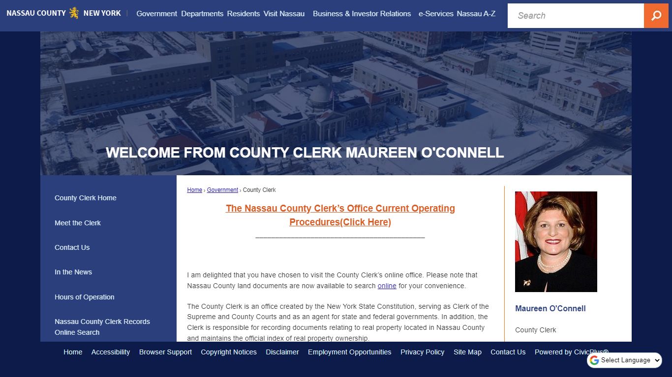 Welcome from County Clerk Maureen O'Connell | Nassau ... - Official Website